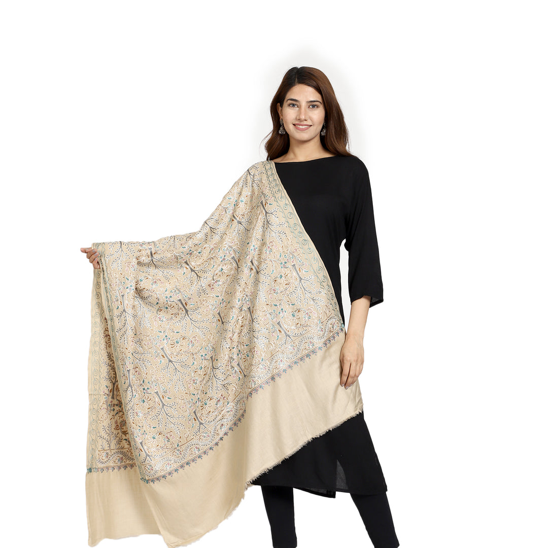 Women's Aari Embroidered Wool Shawl