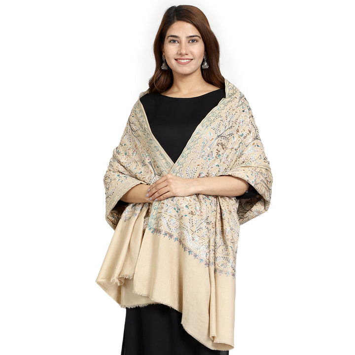 Women's Aari Embroidered Wool Shawl