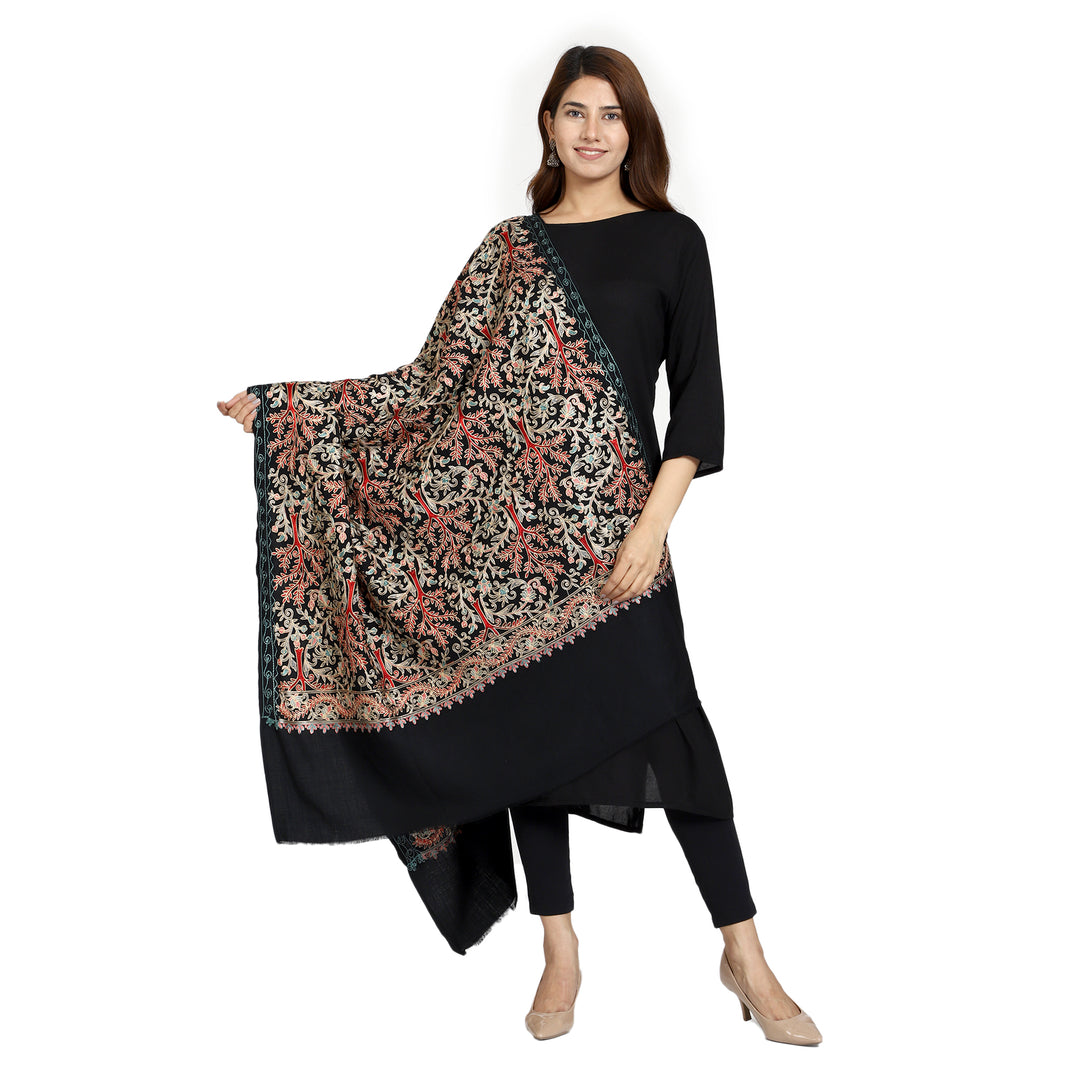 Women's Aari Embroidered Wool Shawl