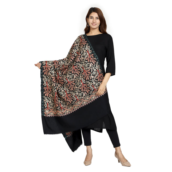 Women's Aari Embroidered Wool Shawl