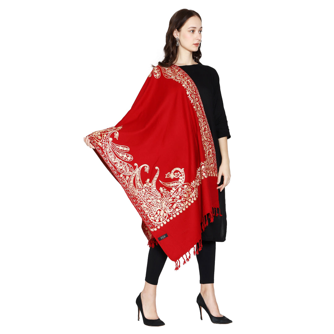 Women's Aari Embroidered Wool Stole