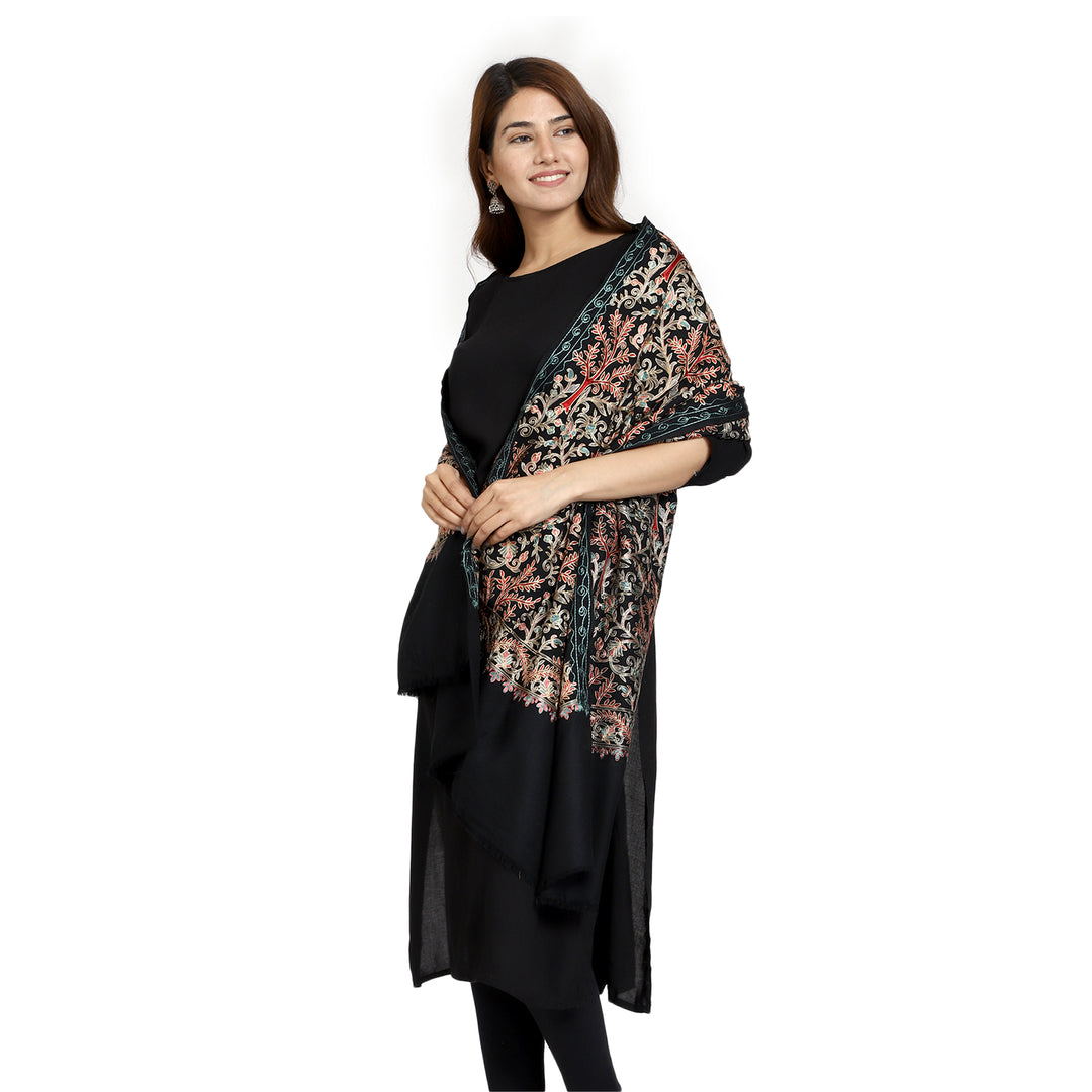 Women's Aari Embroidered Wool Shawl