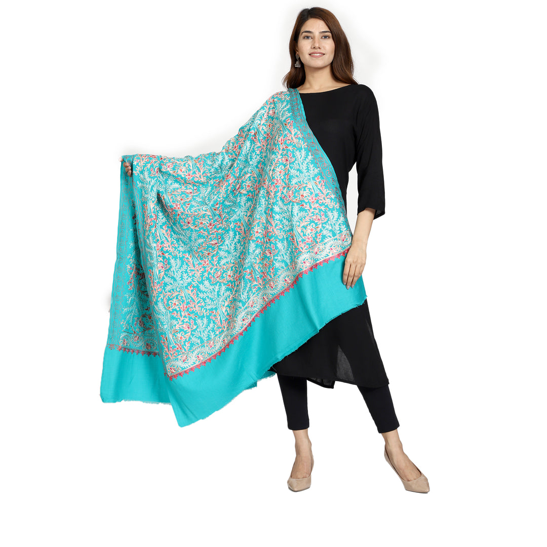 Women's Aari Embroidered Wool Shawl