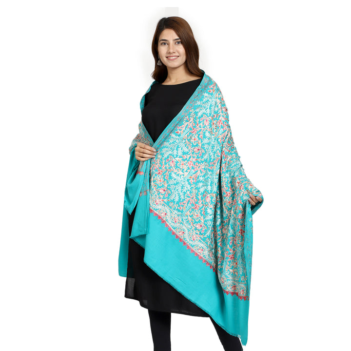 Women's Aari Embroidered Wool Shawl
