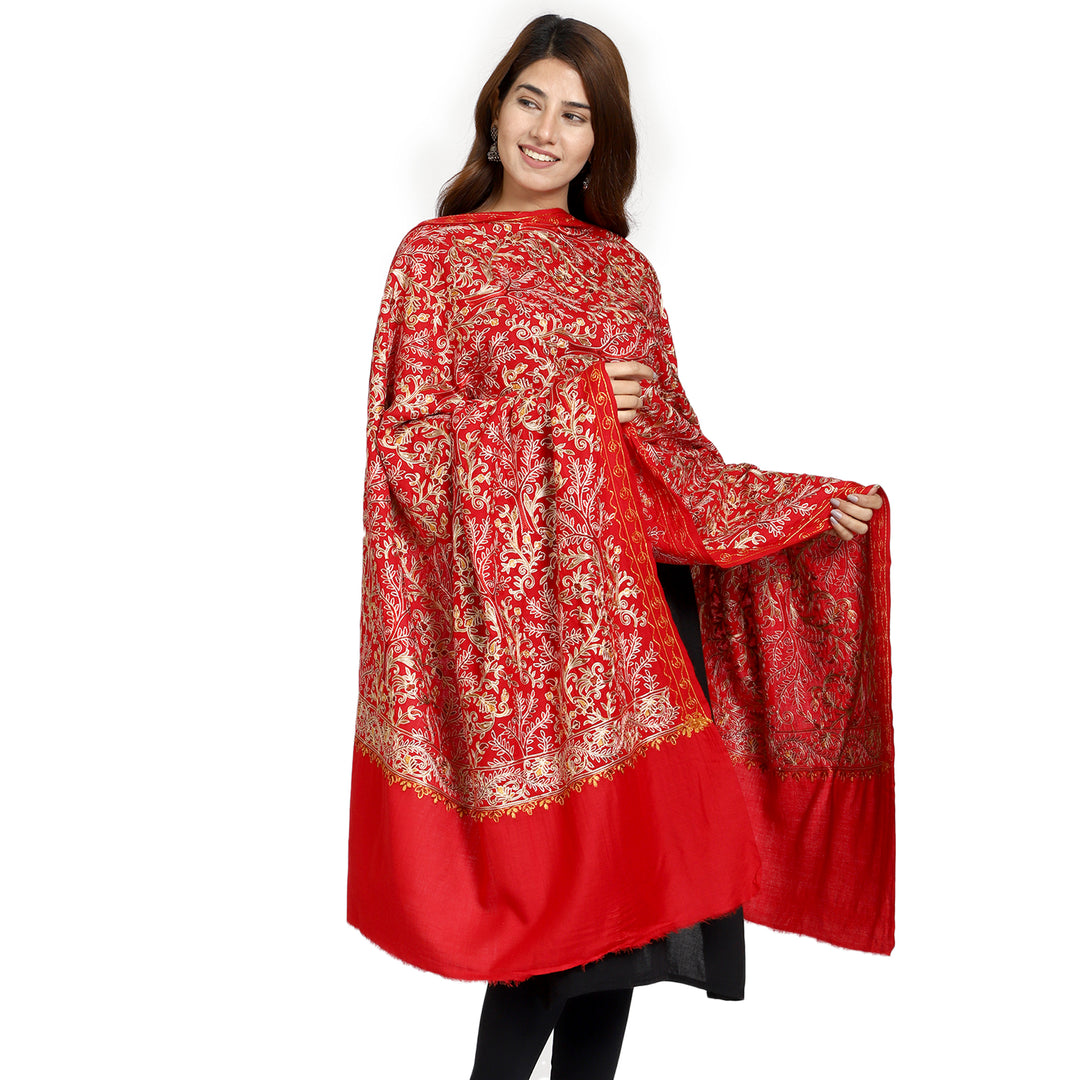 Women's Aari Embroidered Wool Shawl