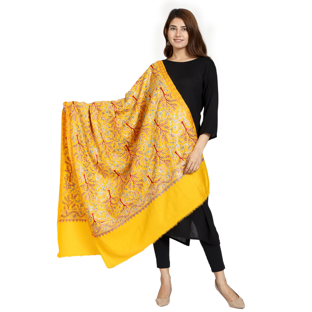 Women's Aari Embroidered Wool Shawl