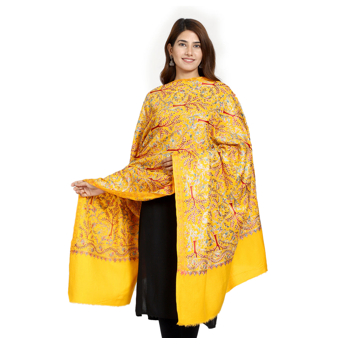 Women's Aari Embroidered Wool Shawl