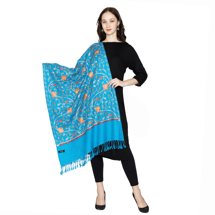Women's Aari Embroidered Wool Stole