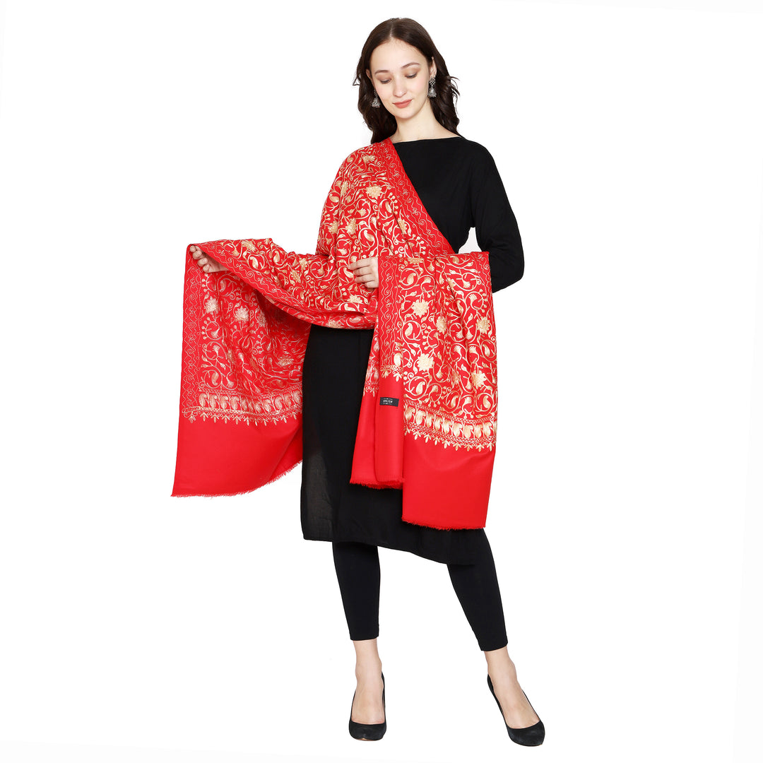 Women's Aari Embroidered Wool Shawl