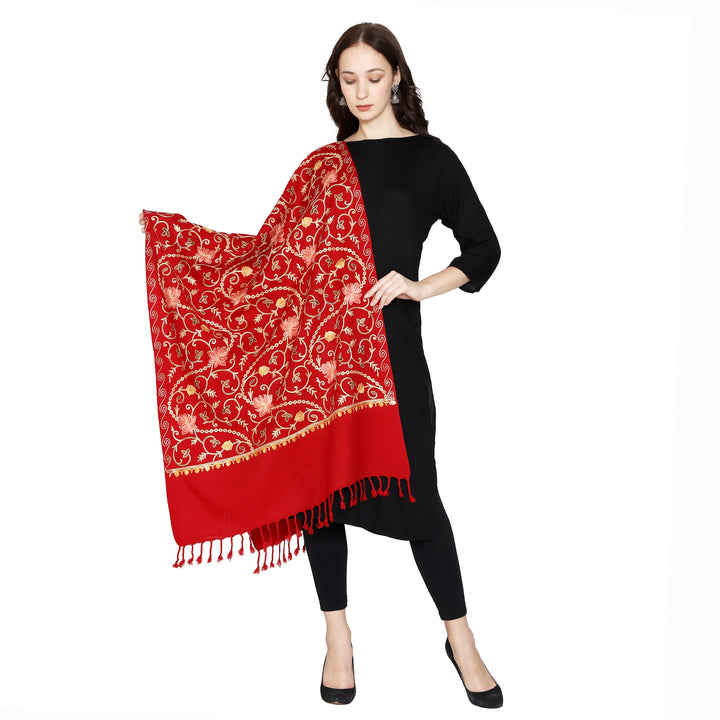 Women's Aari Embroidered Wool Stole