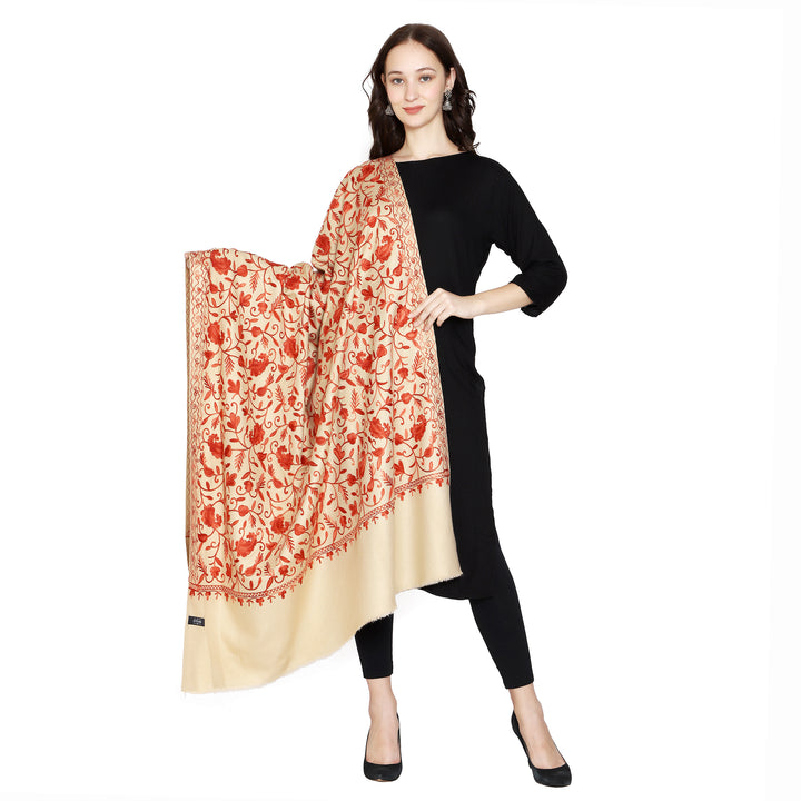 Women's Aari Embroidered Wool Shawl