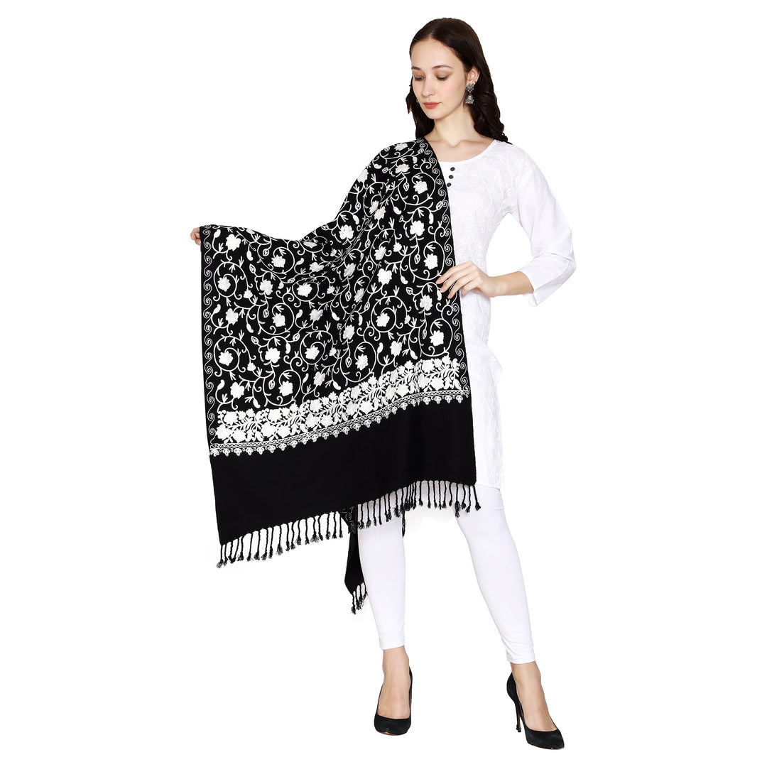 Women's Aari Embroidered Wool Stole