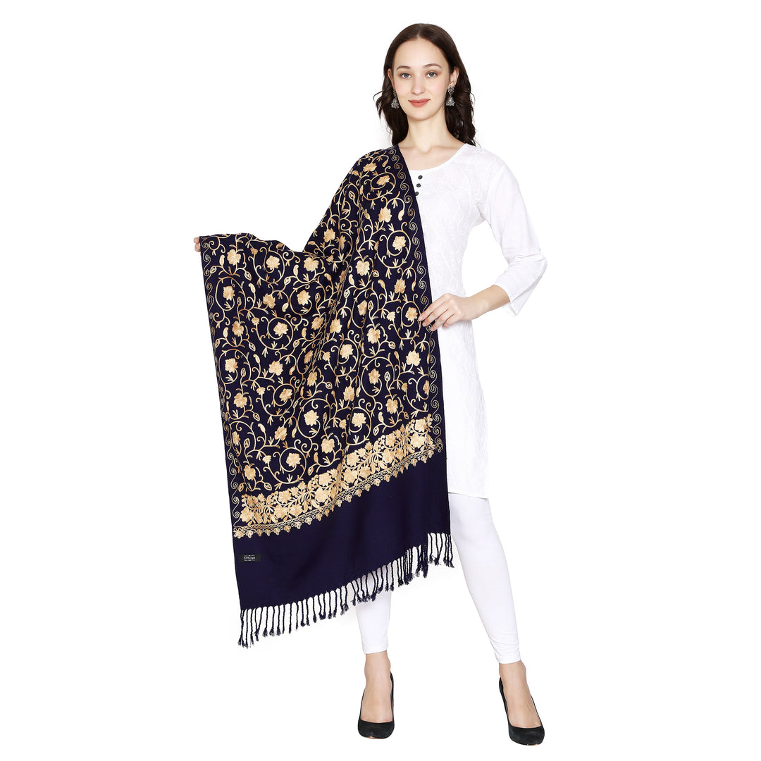 Women's Aari Embroidered Wool Stole