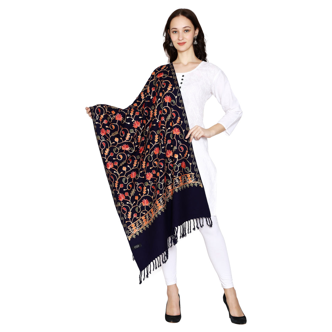 Women's Aari Embroidered Wool Stole