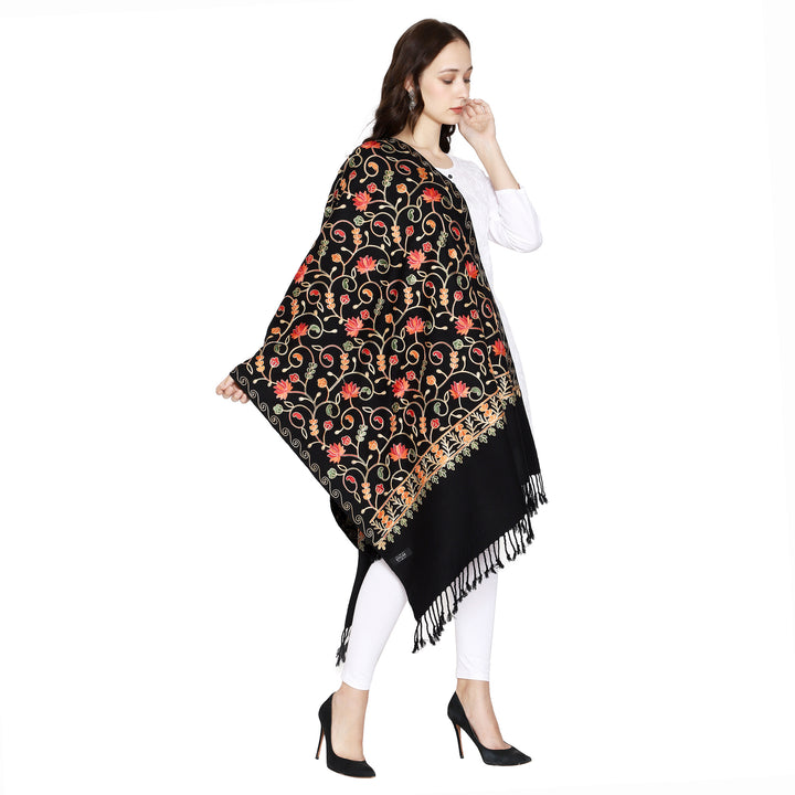 Women's Aari Embroidered Wool Stole