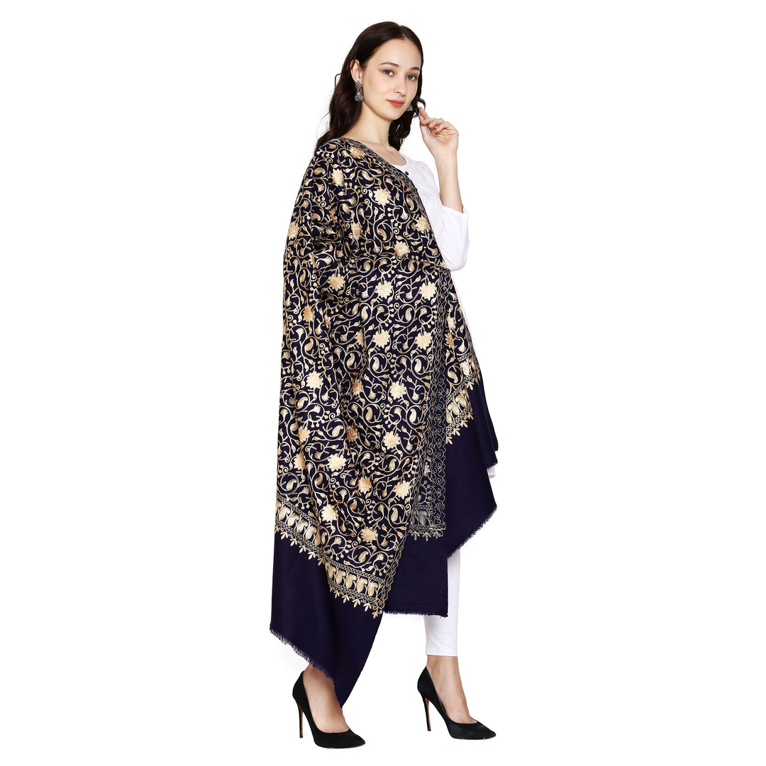 Women's Aari Embroidered Wool Shawl