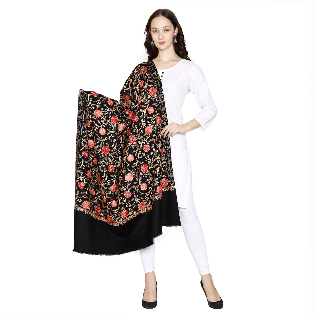 Women's Aari Embroidered Wool Shawl