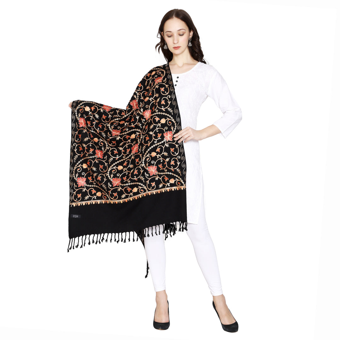Women's Aari Embroidered Wool Stole