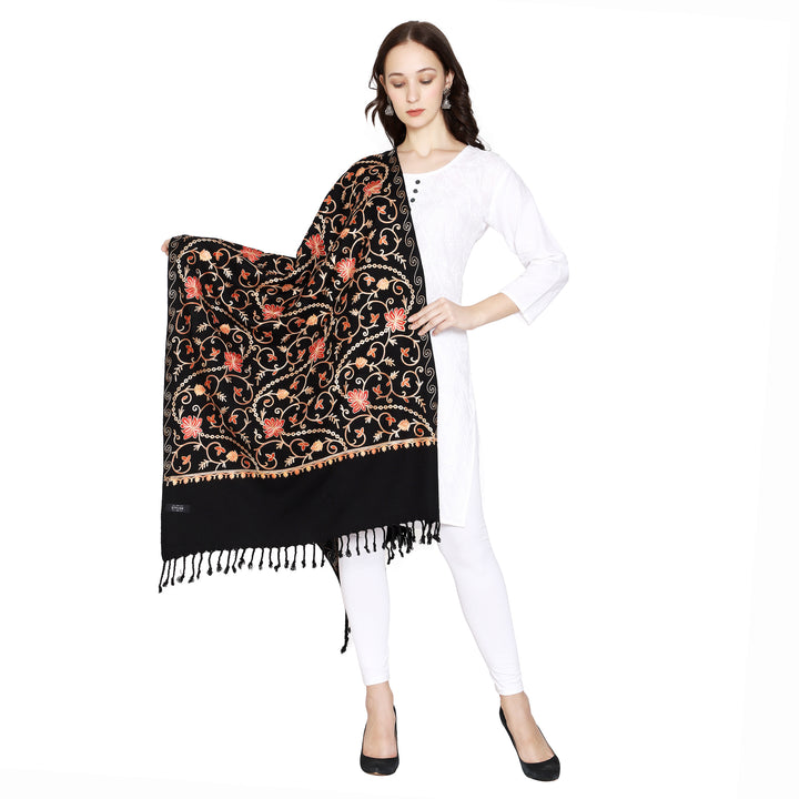 Women's Aari Embroidered Wool Stole