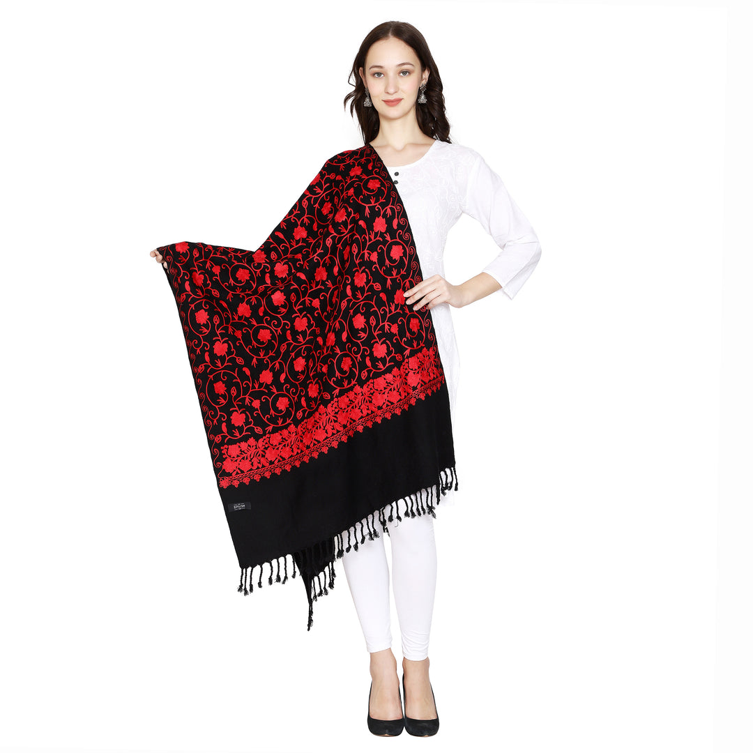 Women's Aari Embroidered Wool Stole