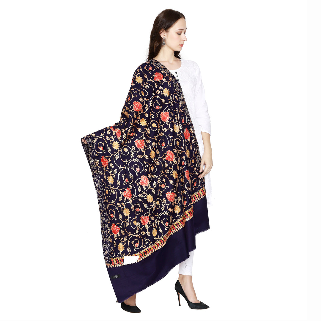 Women's Aari Embroidered Wool Shawl