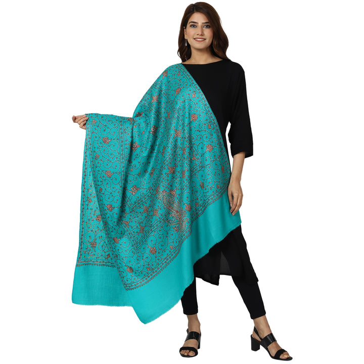 SWI स्टाइलिश पश्मीना शॉल महिलाओं के लिए, कश्मीरी हाथ की कढ़ाई - 928, साइज़ 40 X 80 इंच