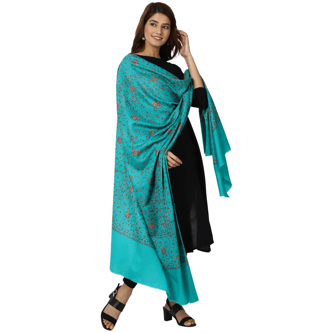 SWI स्टाइलिश पश्मीना शॉल महिलाओं के लिए, कश्मीरी हाथ की कढ़ाई - 928, साइज़ 40 X 80 इंच