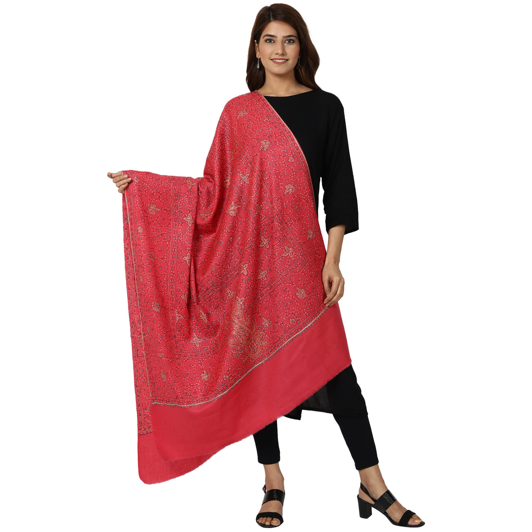 SWI स्टाइलिश पश्मीना शॉल महिलाओं के लिए, कश्मीरी हाथ की कढ़ाई - 928, साइज़ 40 X 80 इंच