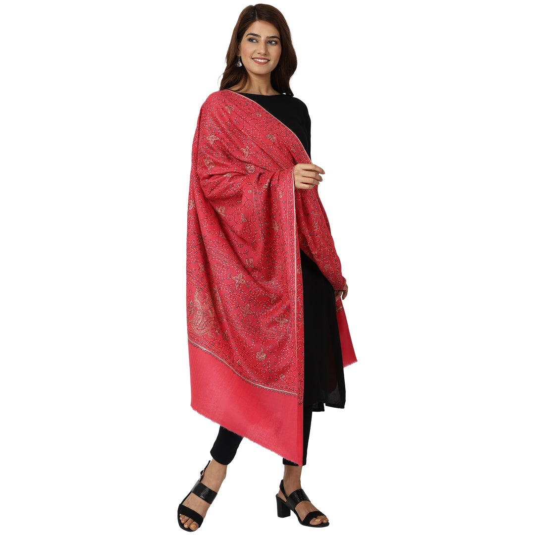 SWI स्टाइलिश पश्मीना शॉल महिलाओं के लिए, कश्मीरी हाथ की कढ़ाई - 928, साइज़ 40 X 80 इंच