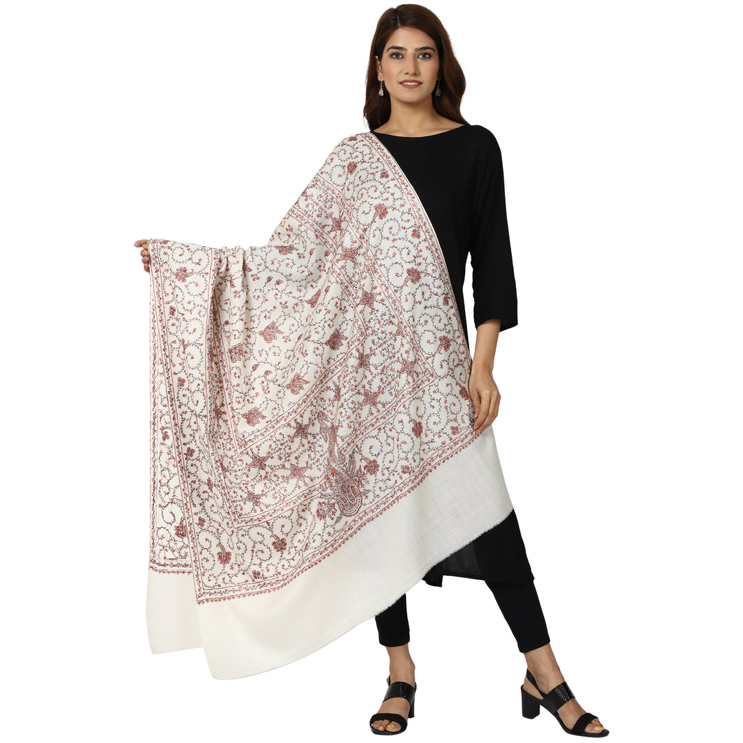 SWI स्टाइलिश पश्मीना शॉल महिलाओं के लिए, कश्मीरी हाथ की कढ़ाई - 928, साइज़ 40 X 80 इंच