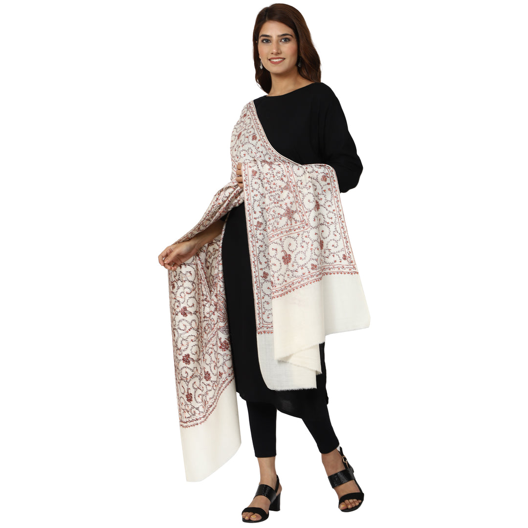 SWI स्टाइलिश पश्मीना शॉल महिलाओं के लिए, कश्मीरी हाथ की कढ़ाई - 928, साइज़ 40 X 80 इंच