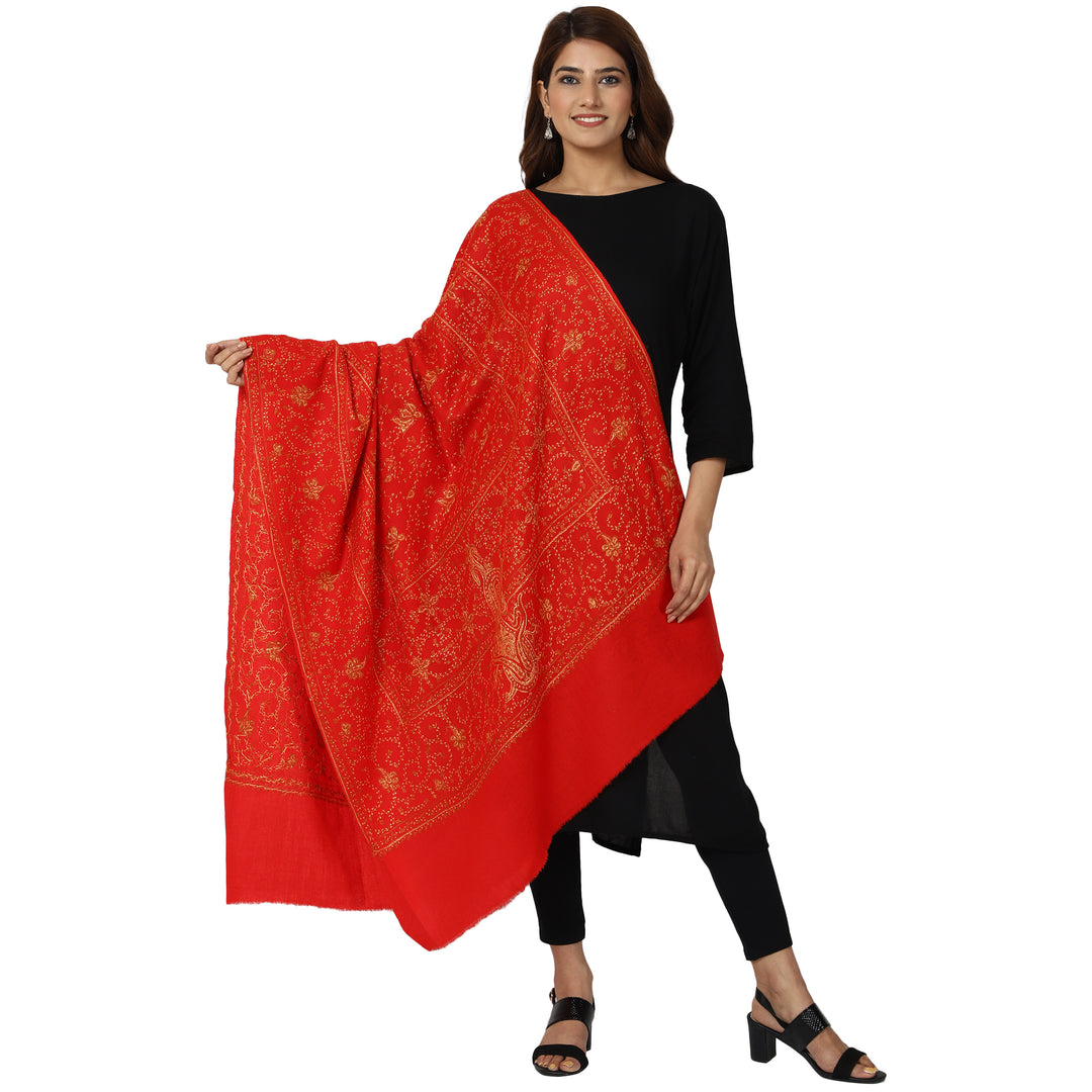 SWI स्टाइलिश पश्मीना शॉल महिलाओं के लिए, कश्मीरी हाथ की कढ़ाई - 928, साइज़ 40 X 80 इंच