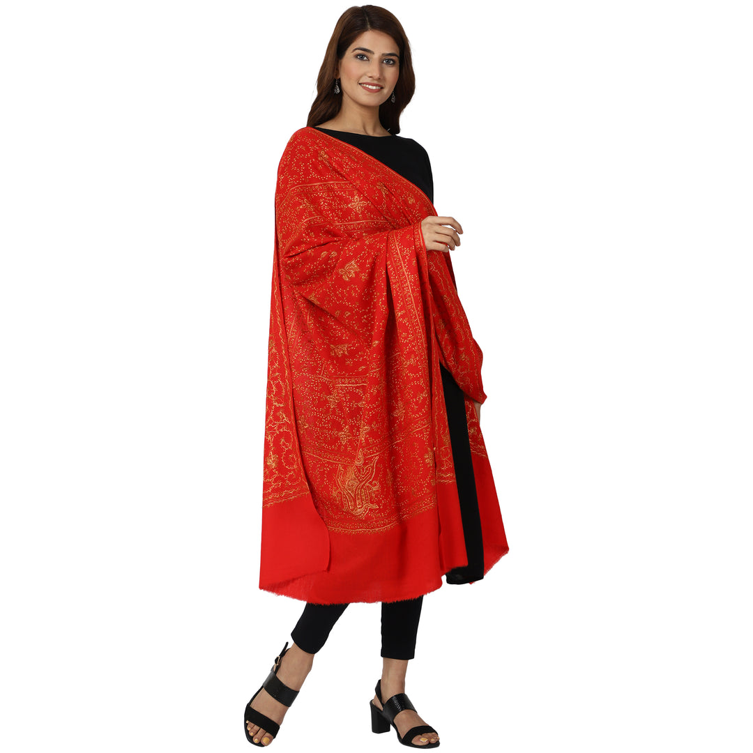 SWI स्टाइलिश पश्मीना शॉल महिलाओं के लिए, कश्मीरी हाथ की कढ़ाई - 928, साइज़ 40 X 80 इंच