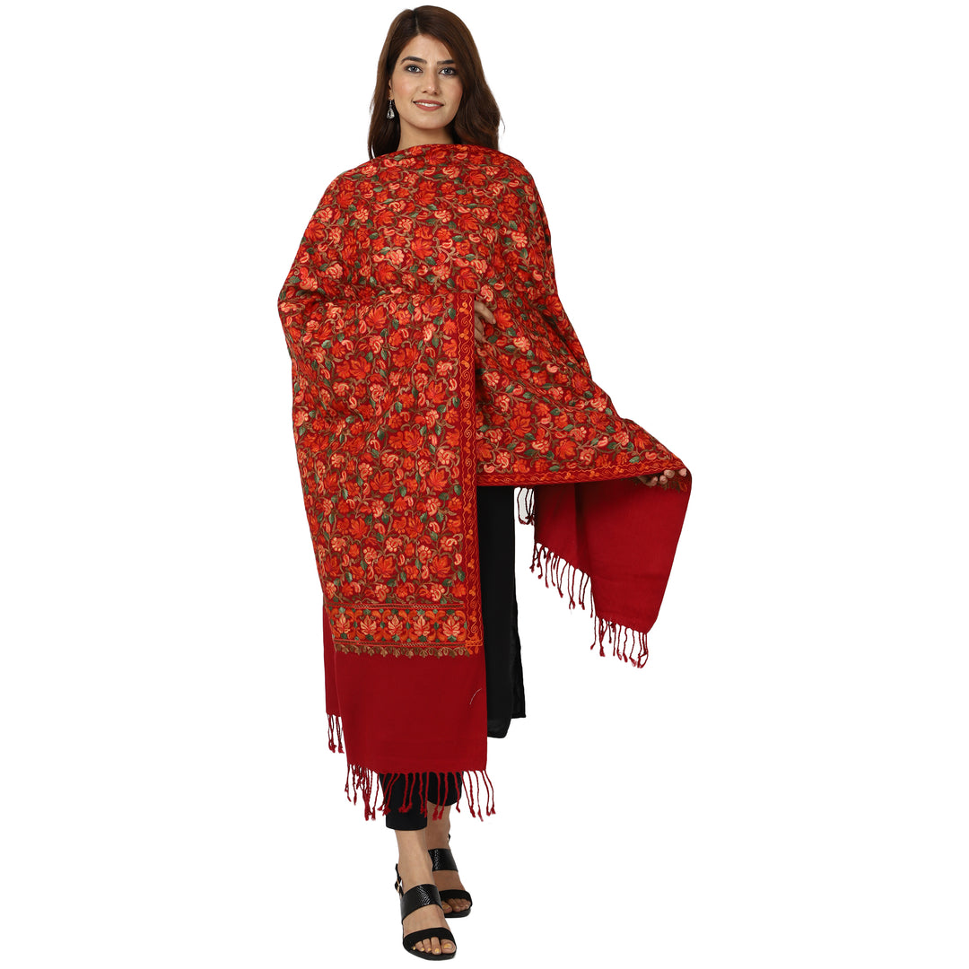 Women's Aari Embroidered Wool Stole