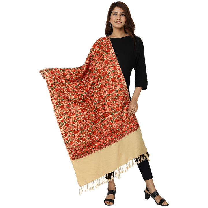 Women's Aari Embroidered Wool Stole