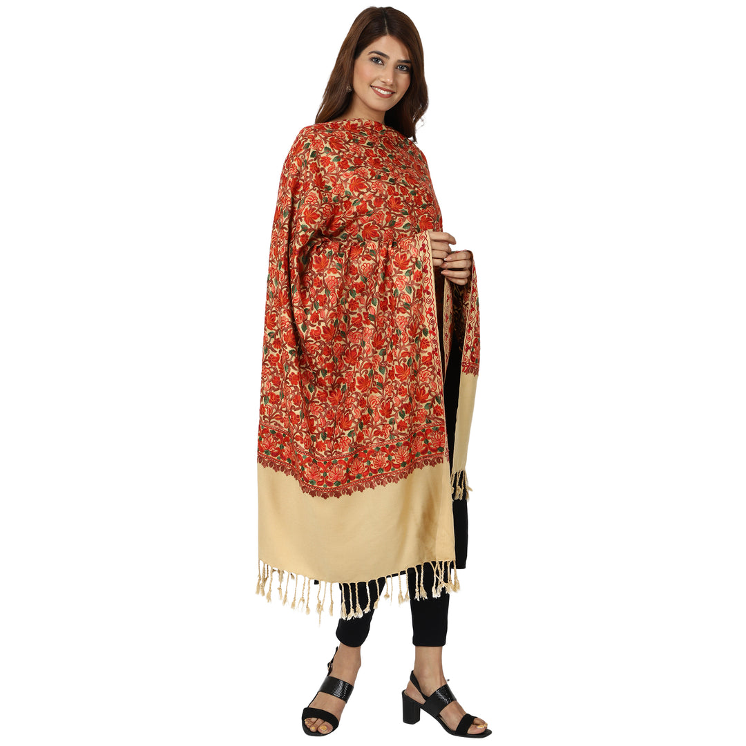 Women's Aari Embroidered Wool Stole