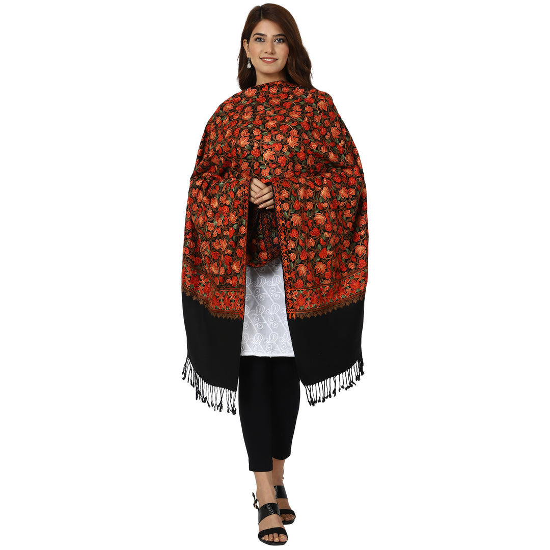 Women's Aari Embroidered Wool Stole