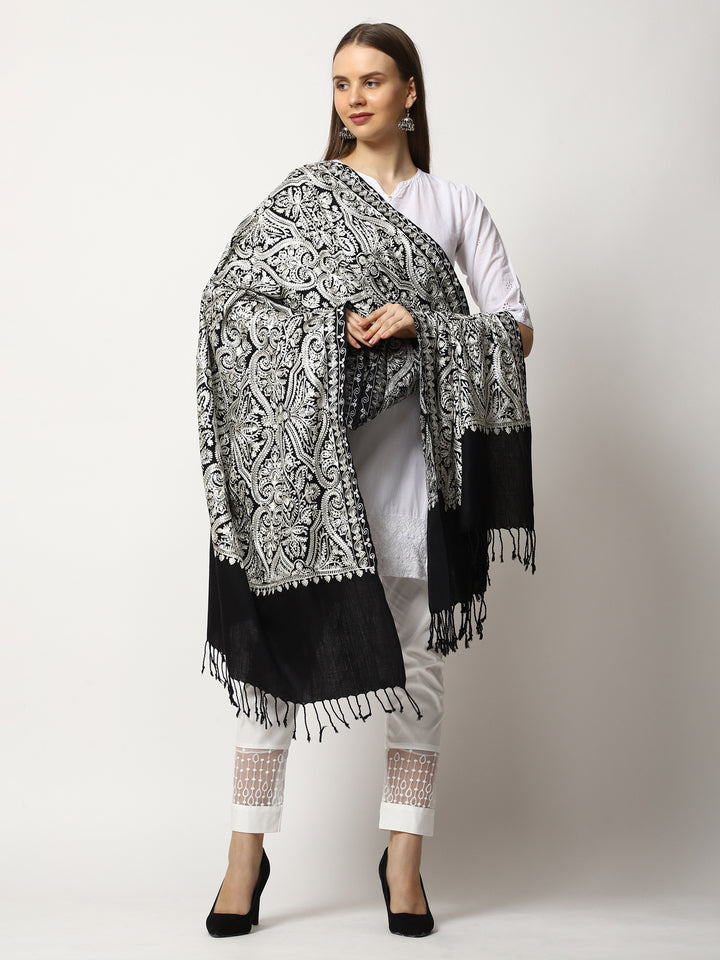 Women's Aari Embroidered Wool Shawl