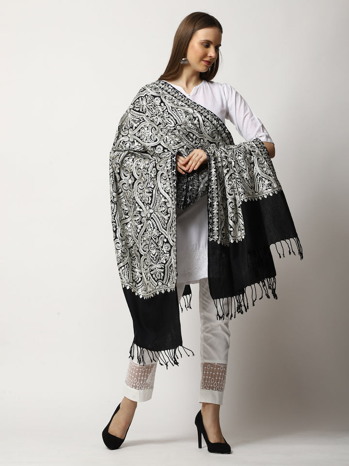 Women's Aari Embroidered Wool Shawl