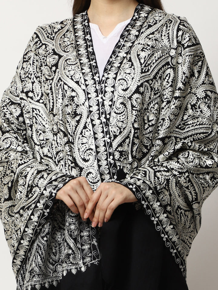 Women's Aari Embroidered Wool Shawl