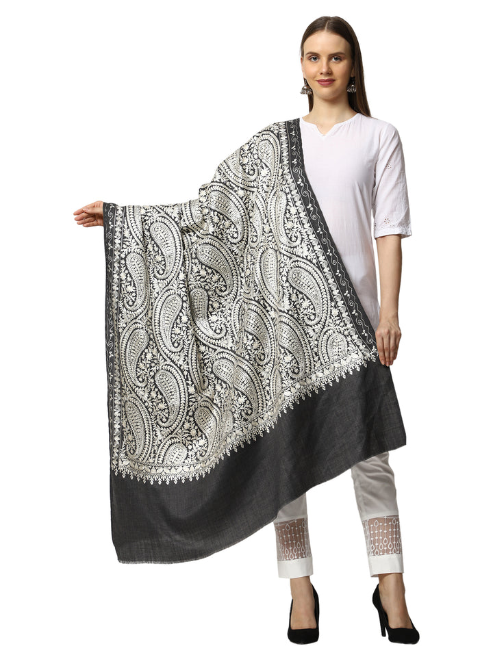 Women's Aari Embroidered Wool Shawl