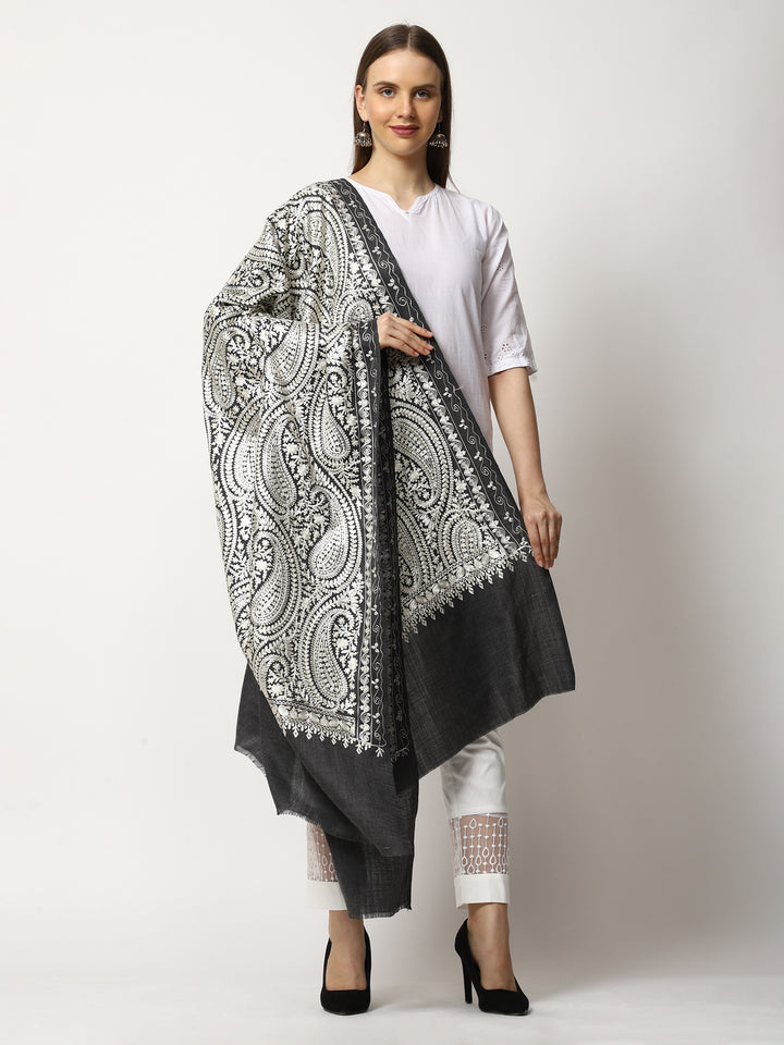 Women's Aari Embroidered Wool Shawl