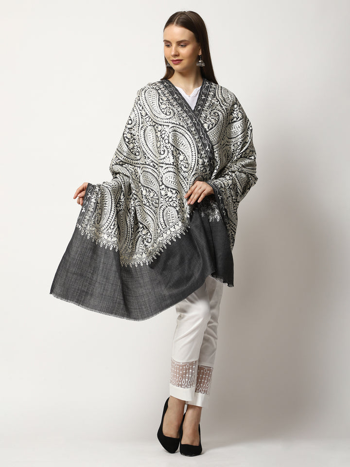 Women's Aari Embroidered Wool Shawl