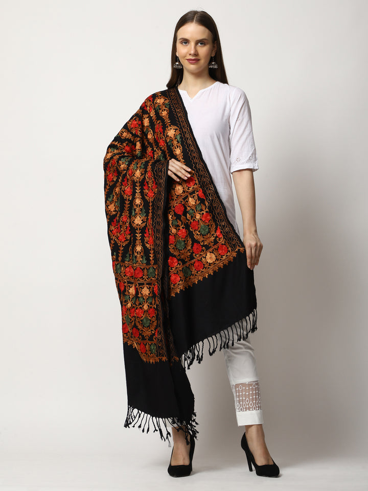 Women's Aari Embroidered Wool Shawl