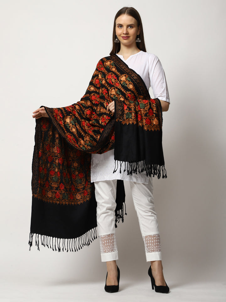 Women's Aari Embroidered Wool Shawl