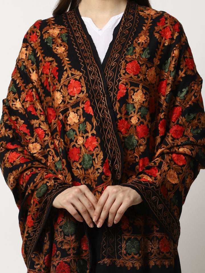 Women's Aari Embroidered Wool Shawl