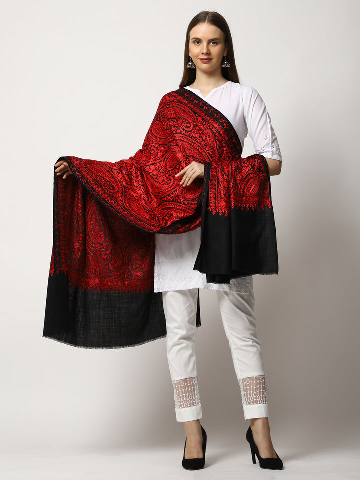 Women's Aari Embroidered Wool Shawl