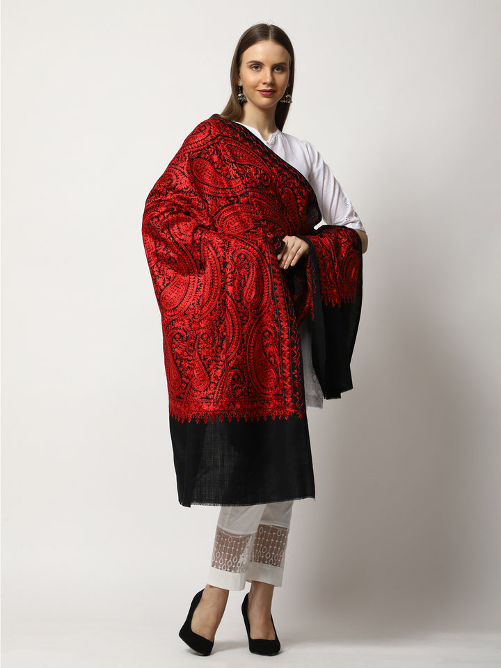 Women's Aari Embroidered Wool Shawl