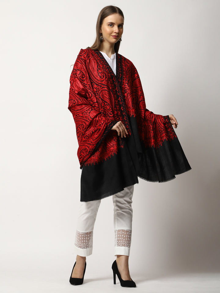 Women's Aari Embroidered Wool Shawl