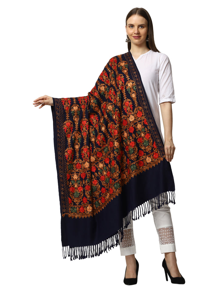 Women's Aari Embroidered Wool Shawl